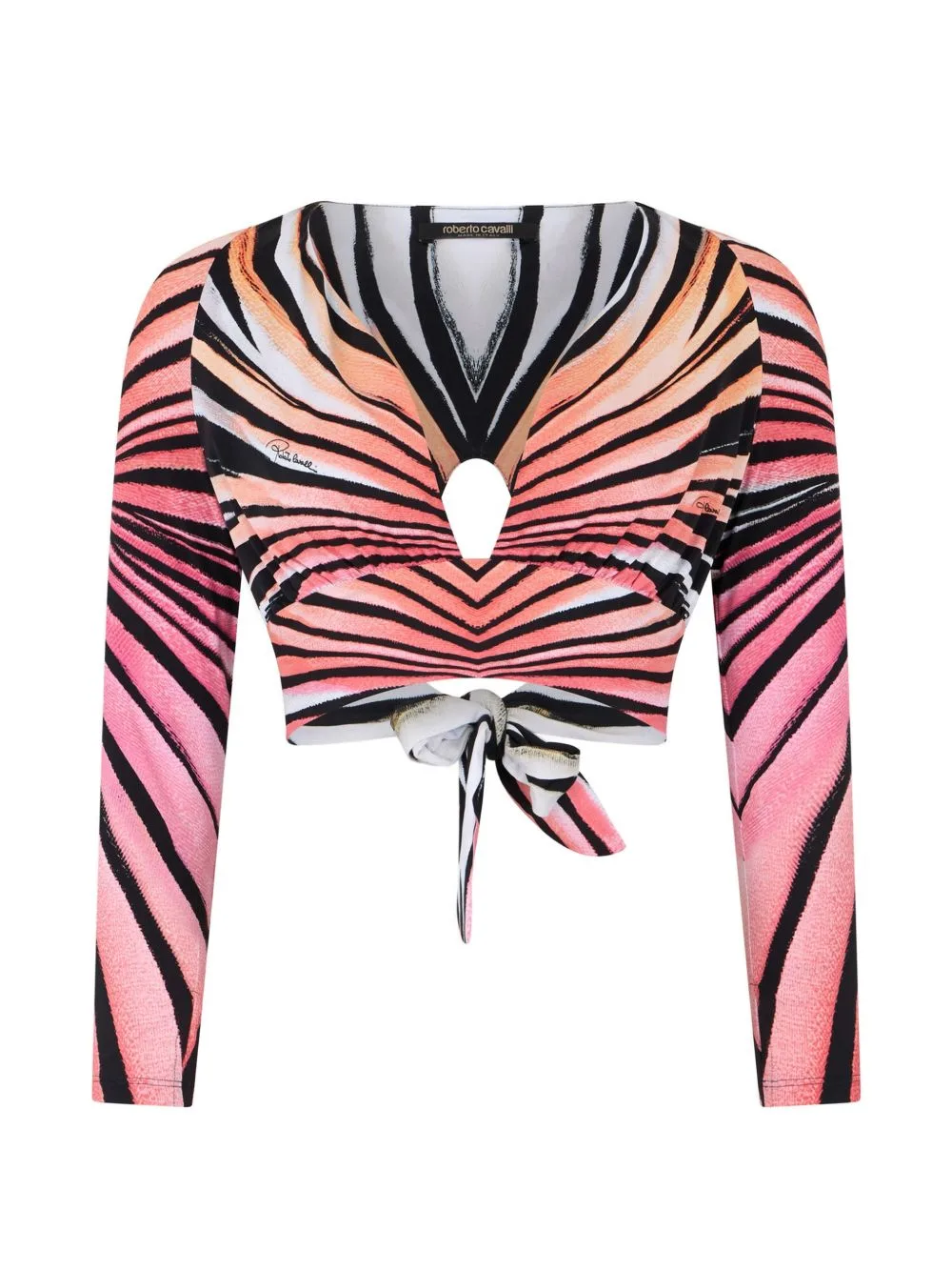 Tiger-Print Tie-Fastening Top by Roberto Cavalli