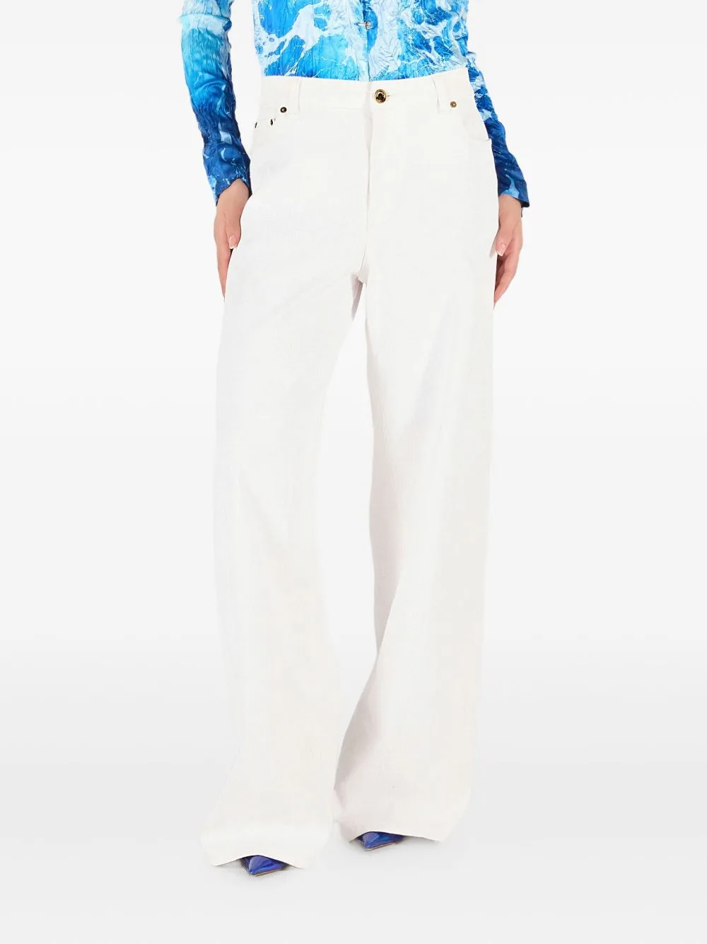 Patterned-Jacquard Trousers by Roberto Cavalli