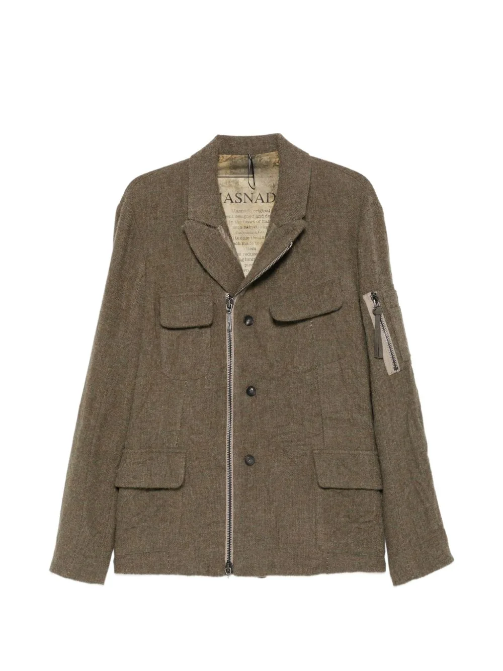Asymmetric Zip-Fastening Military Jacket by Masnada