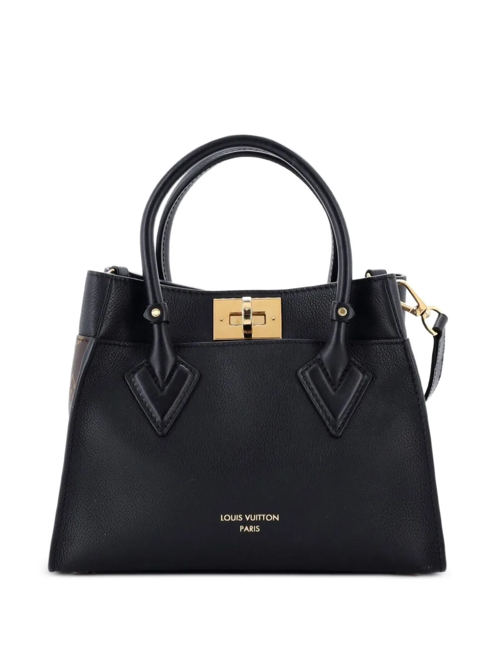 On My Side Tote Leather with Monogram Canvas PM Shoulder Bag by Louis Vuitton Pre-Owned