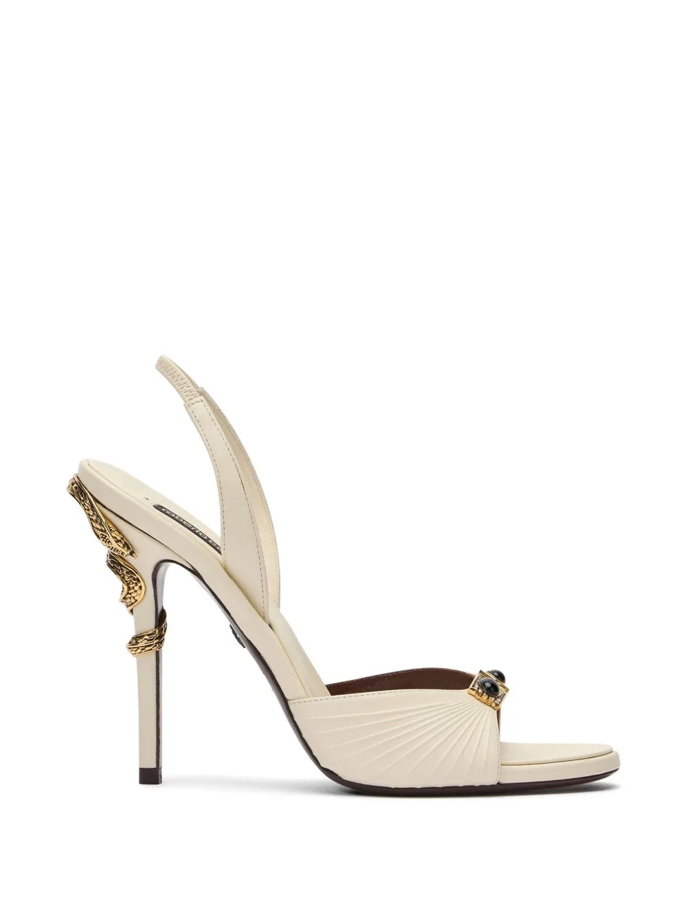 Jewelled-Buckle Snake-Detail Sandals by Roberto Cavalli