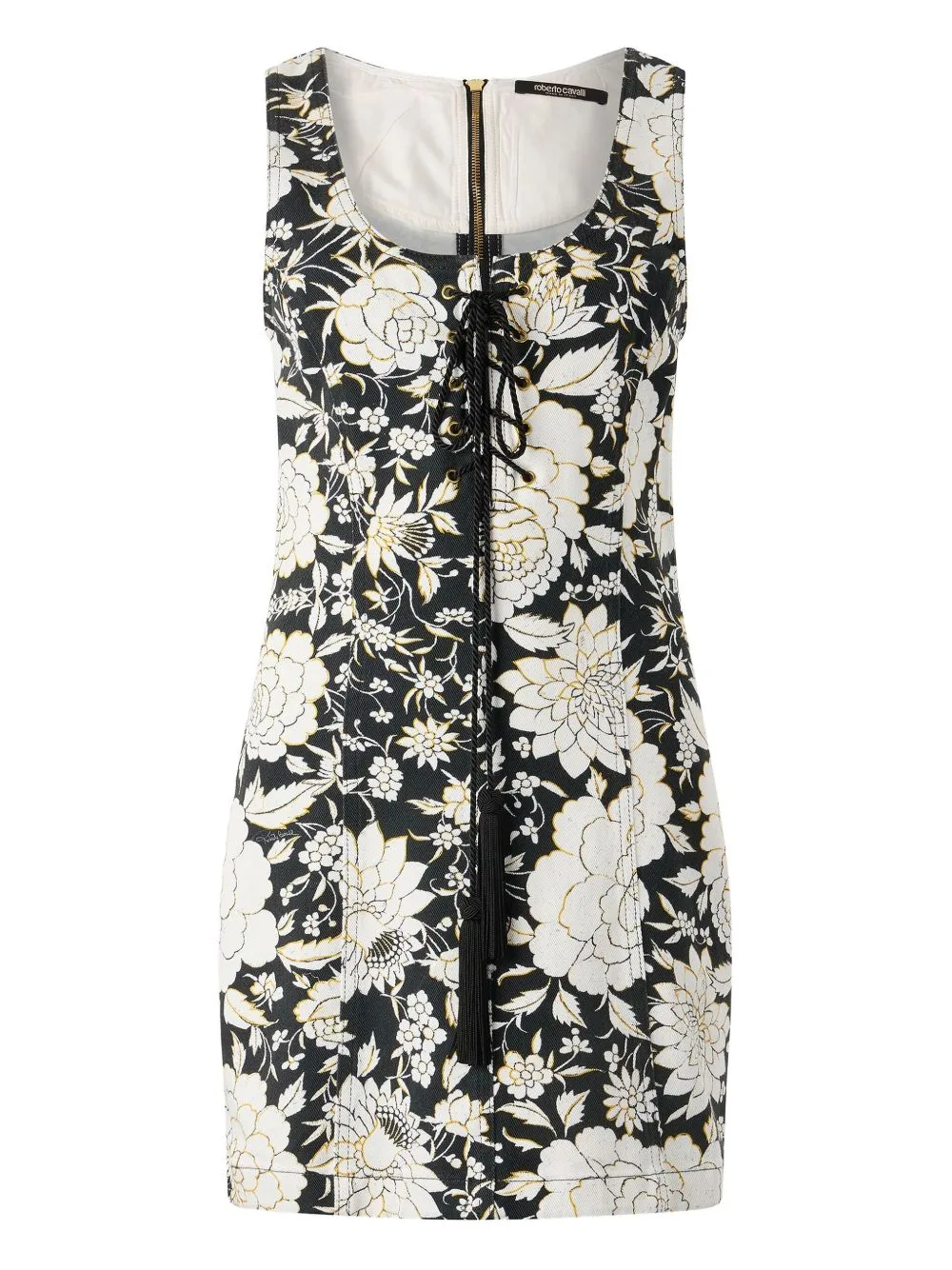 Floral Lace-Up Mini Dress by Roberto Cavalli