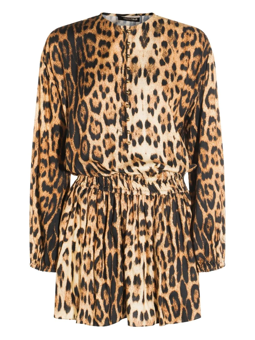 Leopard-Print Long-Sleeve Dress by Roberto Cavalli