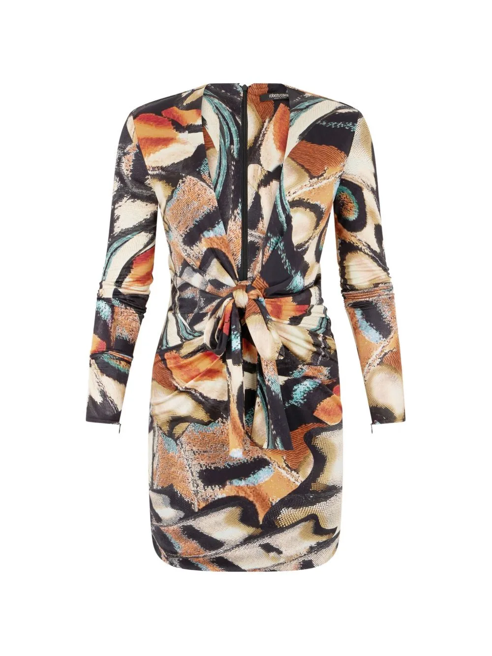 Butterfly-Print Knot-Detail Mini Dress by Roberto Cavalli