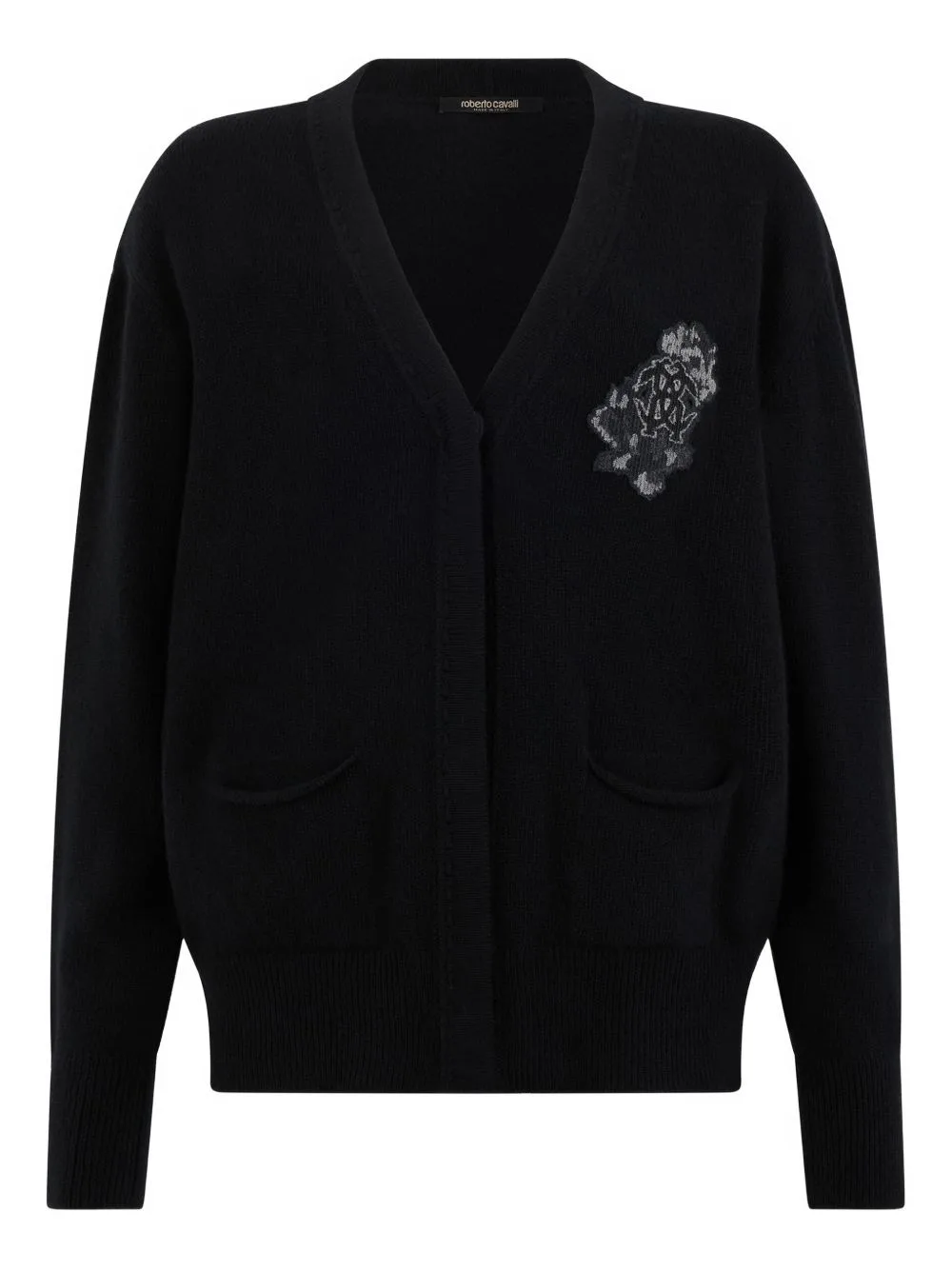Floral-Applique Cardigan by Roberto Cavalli