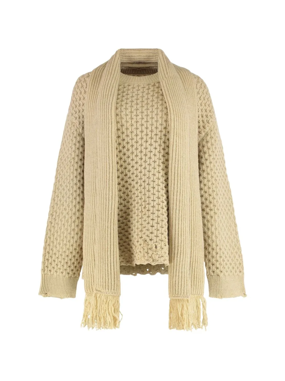 Fringed Crew-Neck Sweater by MM6 Maison Margiela