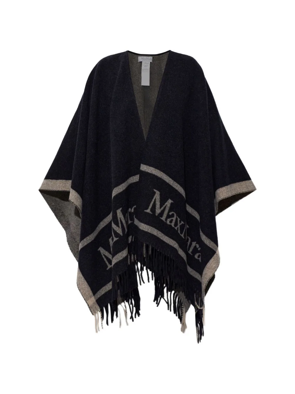 Logo-Detail Fringed Poncho by Max Mara