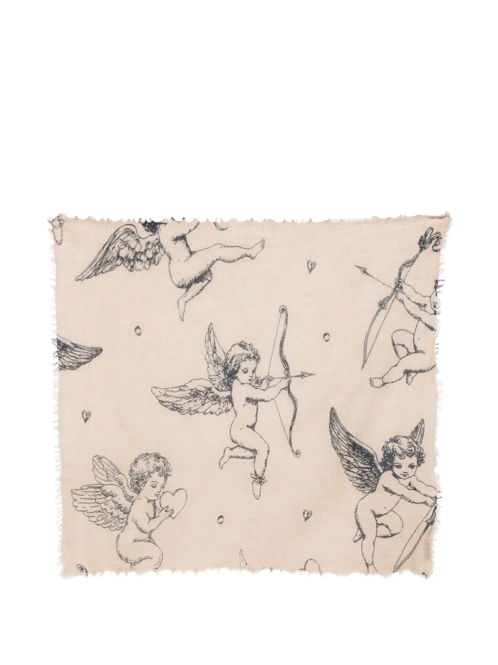 Cupid-Print Frayed Scarf by MOULETA