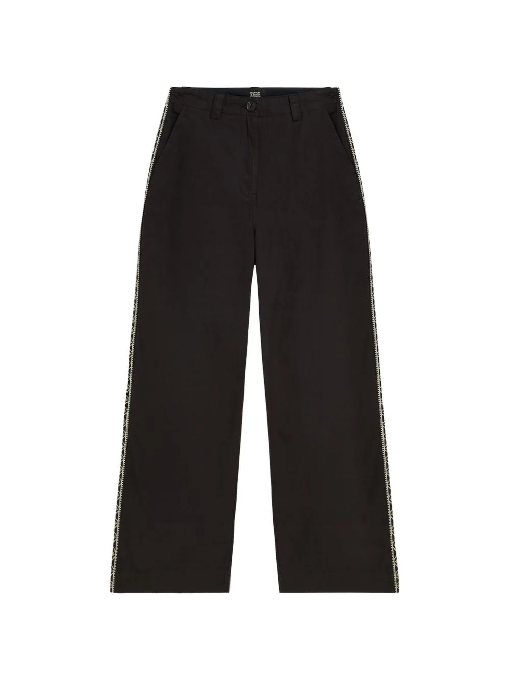 Embroidered-Trim Wide-Leg Trousers by Scotch & Soda