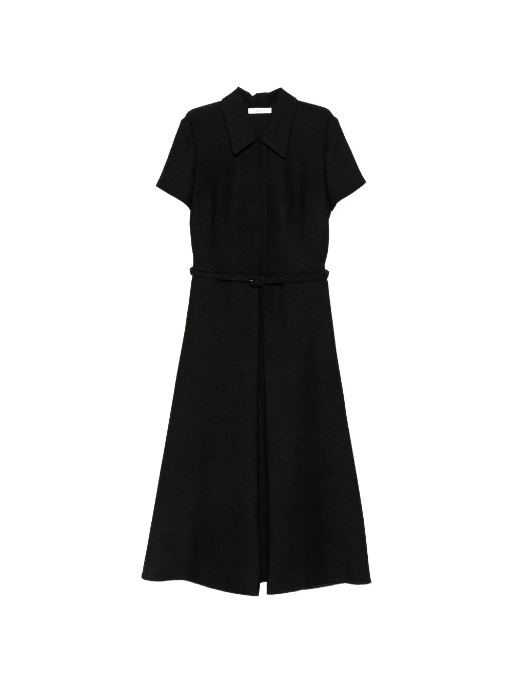 Belted Short-Sleeve Midi Dress