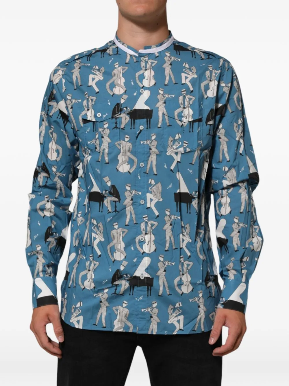 Jazz-Print Button-Front Shirt by Dolce & Gabbana