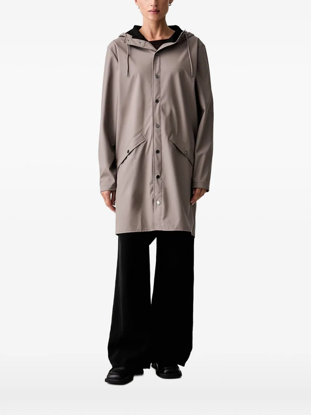 Hooded Press-Stud Coat by Rains