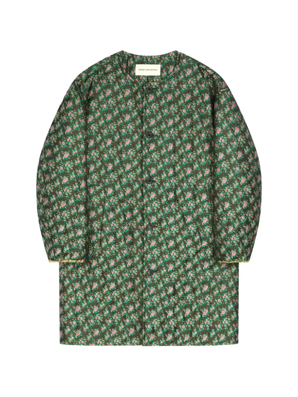 Collarless Jacquard Coat by DRIES VAN NOTEN