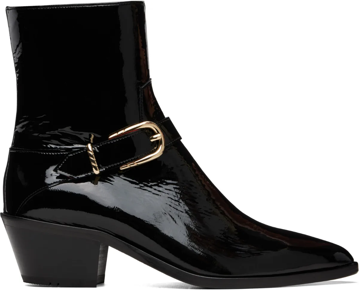 Gold Buckle Western Boots