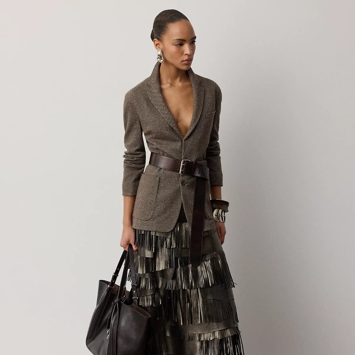 Belinda Metallic Lambskin Skirt by Ralph Lauren Collection