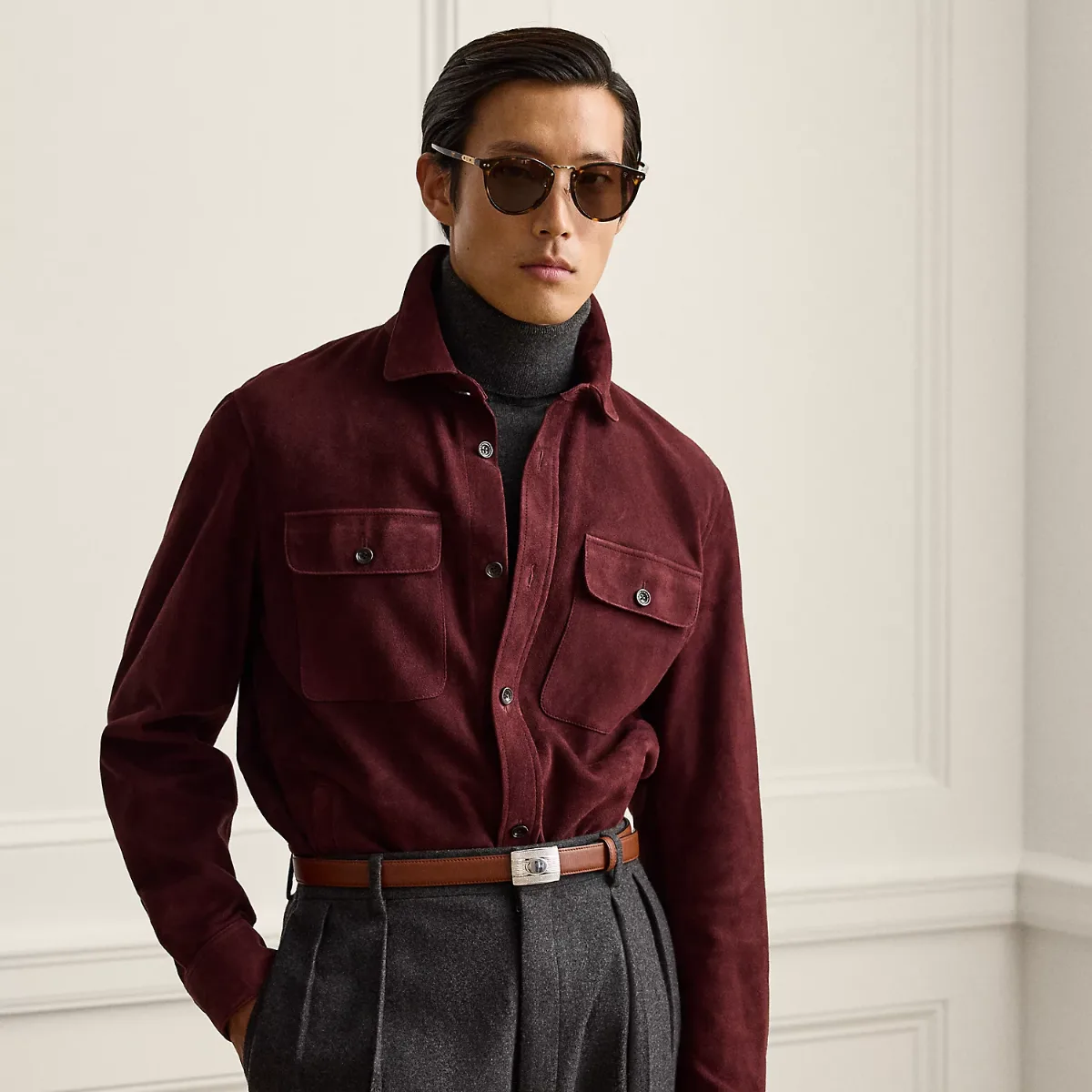 Calloway Suede Shirt Jacket by Ralph Lauren Purple Label