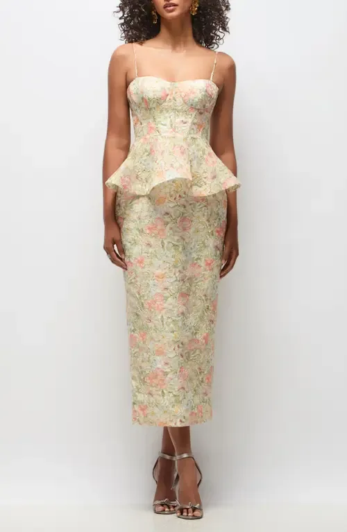 Saylor Floral Embroidered Peplum Dress by Dessy Collection