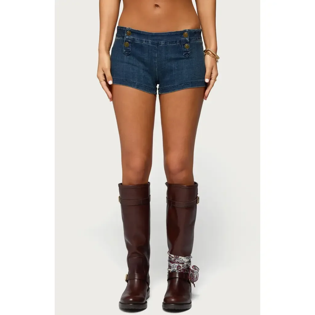 Sashe Low Rise Fitted Denim Shorts by EDIKTED