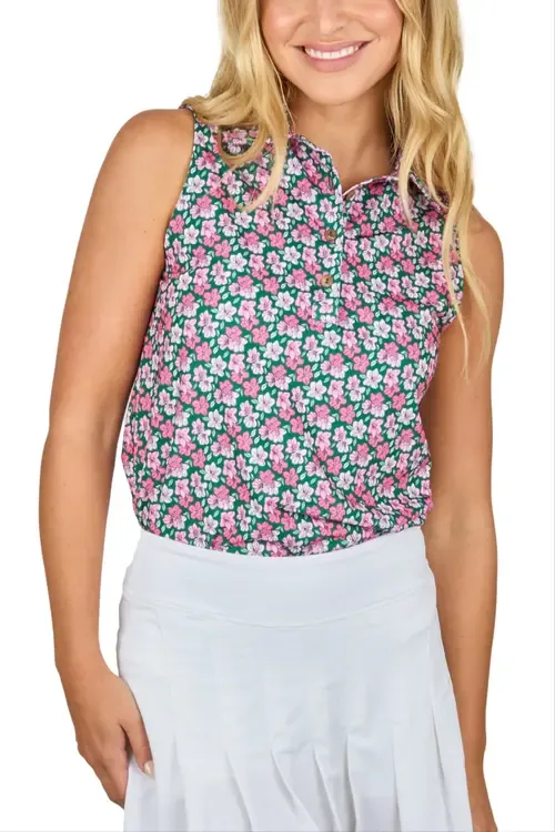 The Azaleas Sleeveless Golf Polo by Kenny Flowers