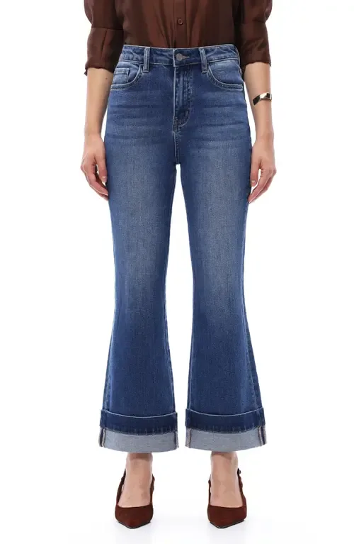 Cuffed High Waist Ankle Flare Jeans by Bayeas