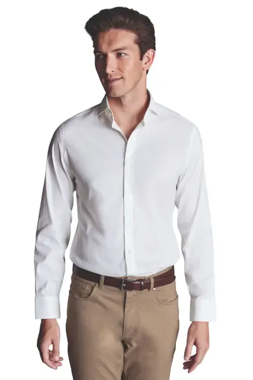 Non-Iron Stretch Twill Slim Fit Shirt Single Cuff by Charles Tyrwhitt