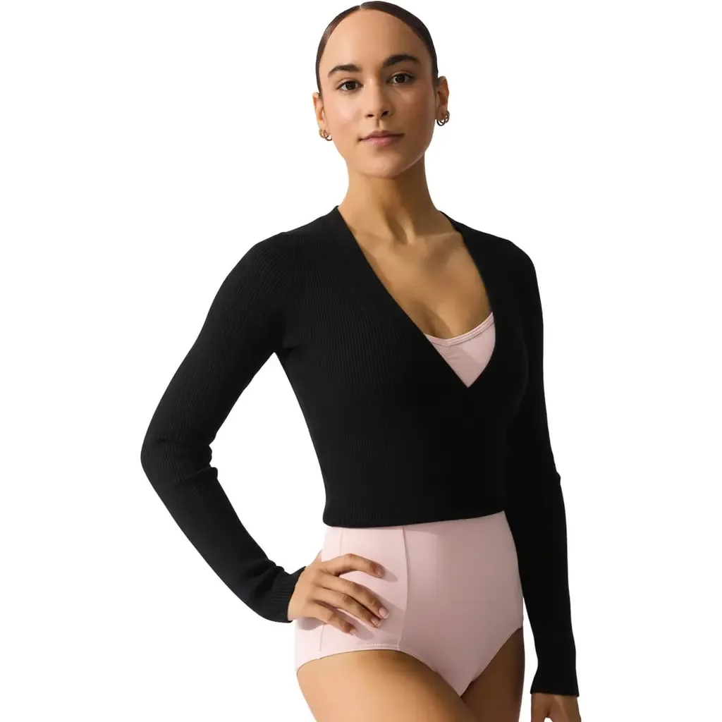 Ribbed Knit Wrap Sweater by CAPEZIO