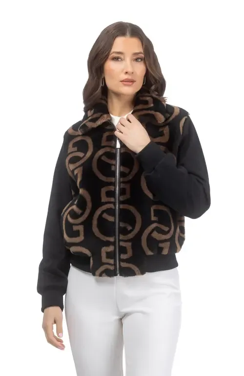 G Printed Merino Genuine Shearling Bomber Jacket Crafted with Loro Piana Wool Trim by GORSKI