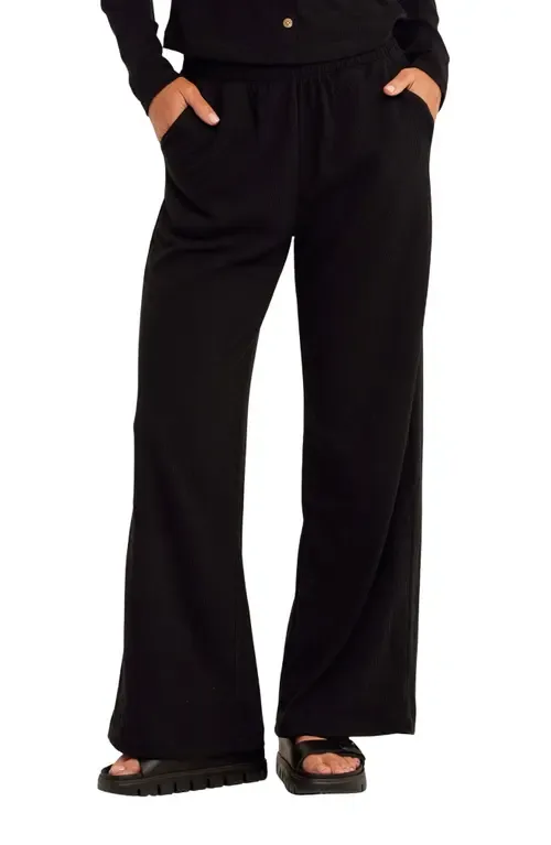 Ivanna Textured Jersey Wide Leg Pants by Threads 4 Thought