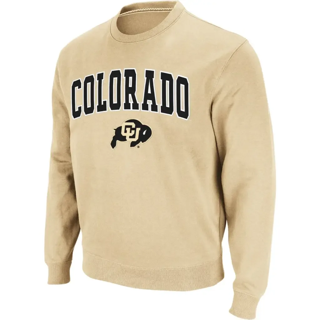 Colosseum Gold Colorado Buffaloes Arch & Logo Crew Neck Sweatshirt
