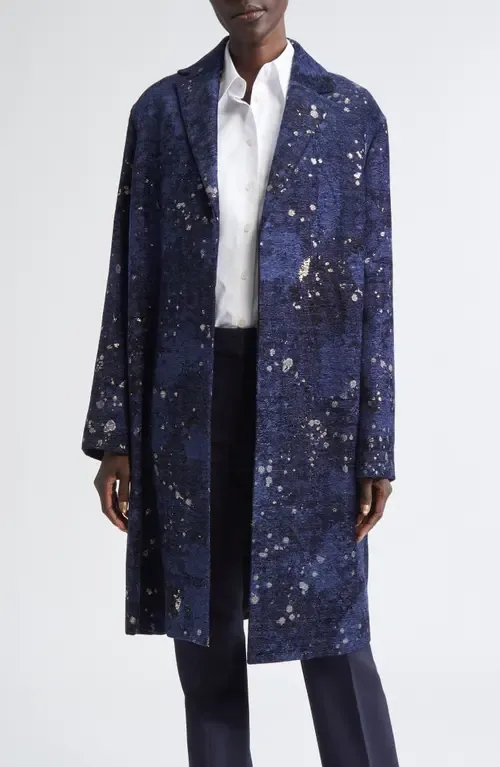 Soft Shoulder Metallic Jacquard Coat by Lafayette 148 New York