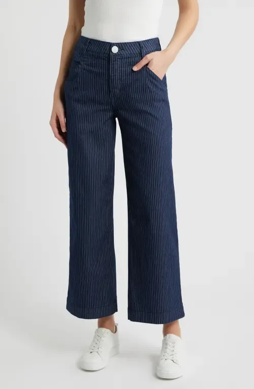 Wyatt Skyrise Stripe V-Pocket Ankle Wide Leg Jeans by Wit & Wisdom