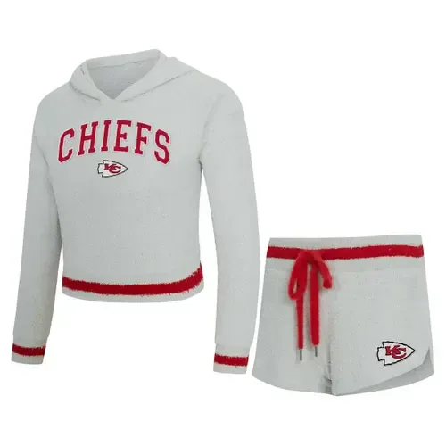 Concepts Sport Gray Kansas City Chiefs Whitley Long Sleeve Hoodie Top & Shorts Set by CONCEPTS SPORT