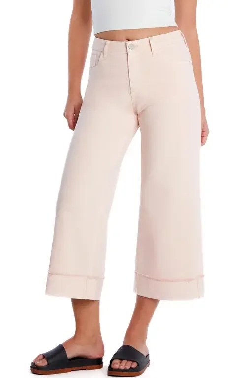 Cuffed Ankle Wide Leg Jeans by HINT OF BLU