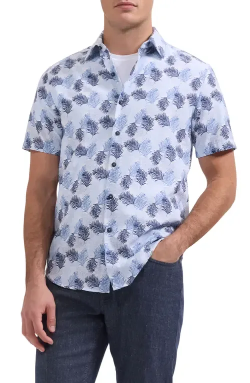 Orson Leaf Print Short Sleeve Button-Up Shirt by Bugatchi