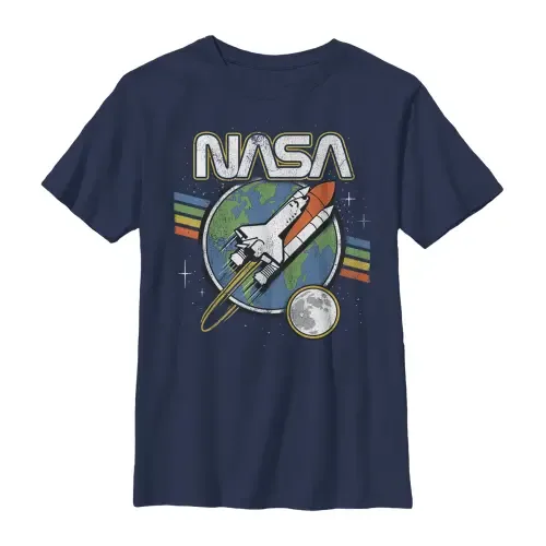 Retro Rocket Launch Graphic Short Sleeve T-Shirt by NASA