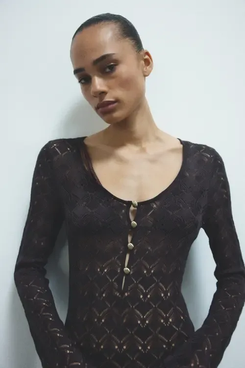 Crochet-Look Button-Top Dress by H&M