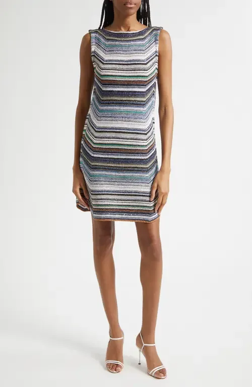 Metallic Chevron Stripe Sweater Dress by Missoni
