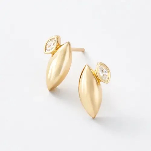 Azalea Gold with Topaz Stud Earrings by Sara Patino