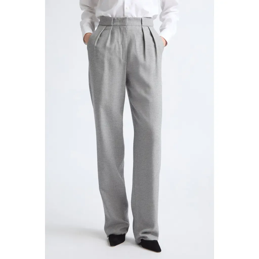 Pleated Virgin Wool Blend Trousers by Emporio Armani