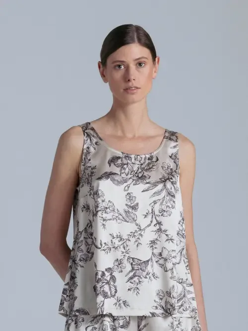 Silk Tank Top in Floral Print by Alas