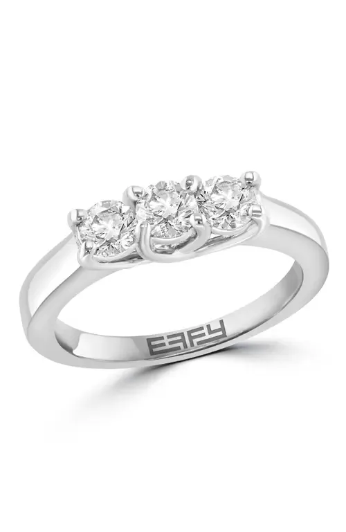 White Gold Diamond Three-Stone Past, Present, & Future Ring by EFFY