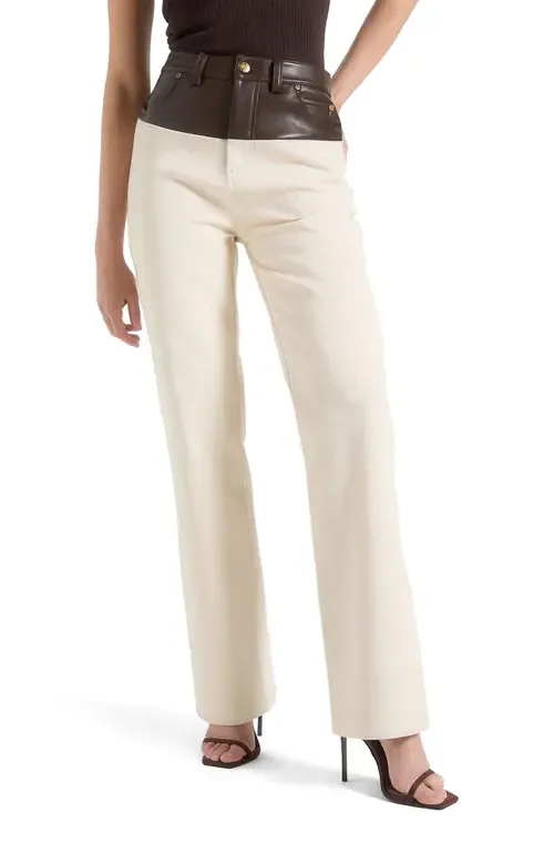 Renee Leather & Denim Straight Leg Jeans by Manière De Voir