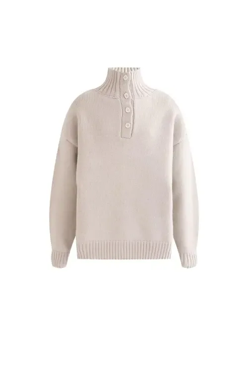 Button-Up Ribbed Sweater by MOUSTACHE