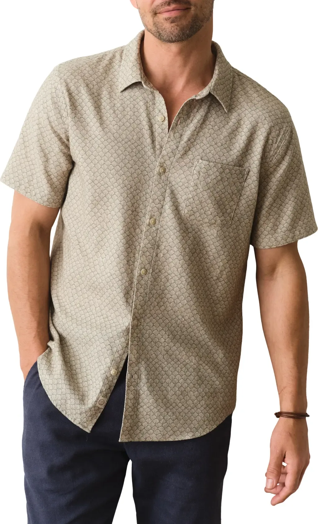 Stretch Selvage Short Sleeve Button-Up Shirt