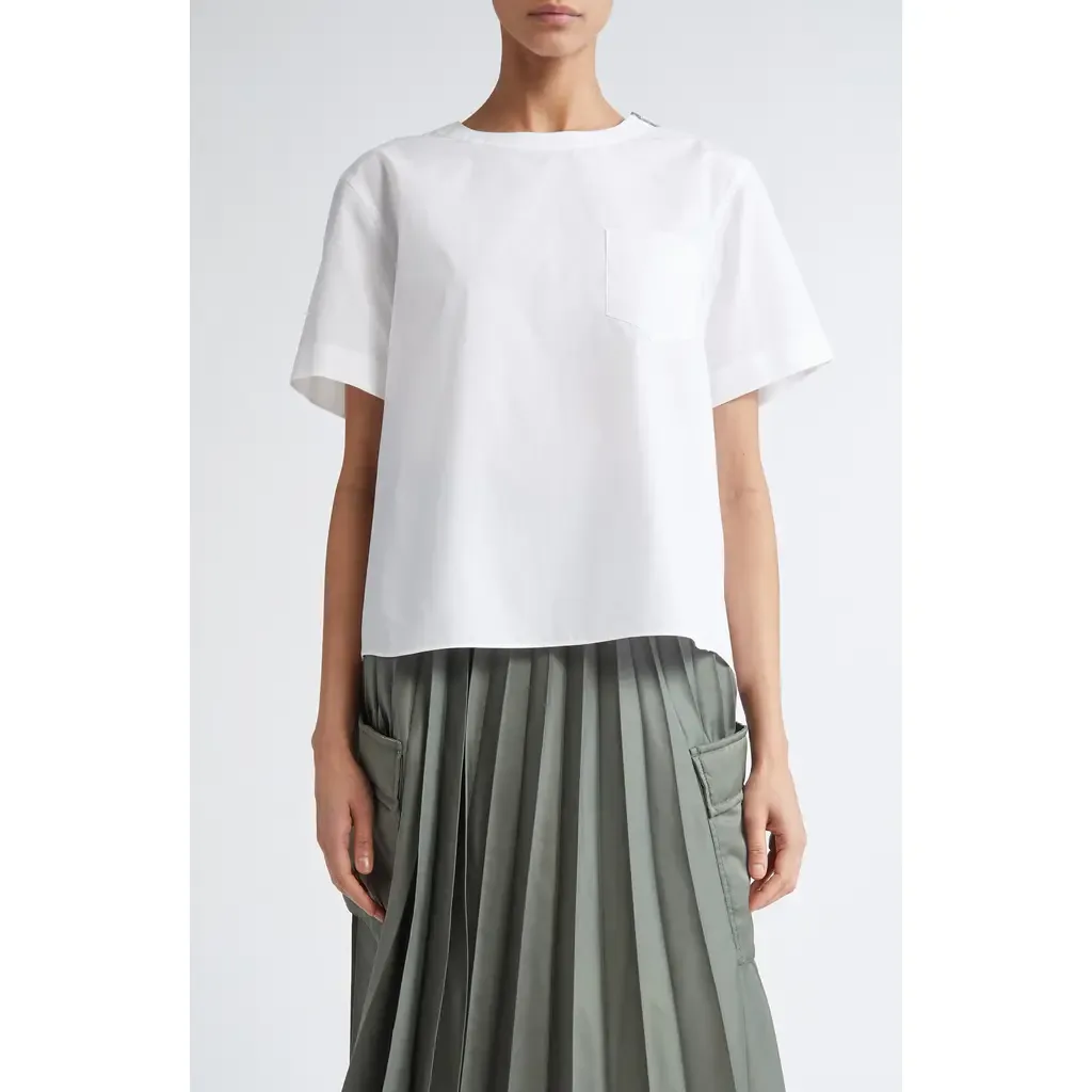 Mixed Media Poplin & Chiffon Top by Sacai