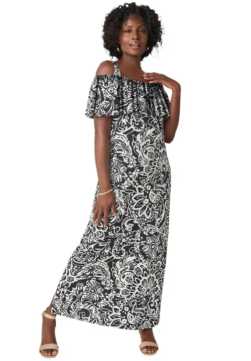 Cold Shoulder a Line Maxi Dress by Jessica London