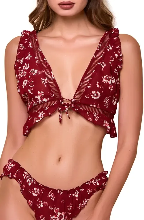 Printed Chiffon Bralette Set by Hauty