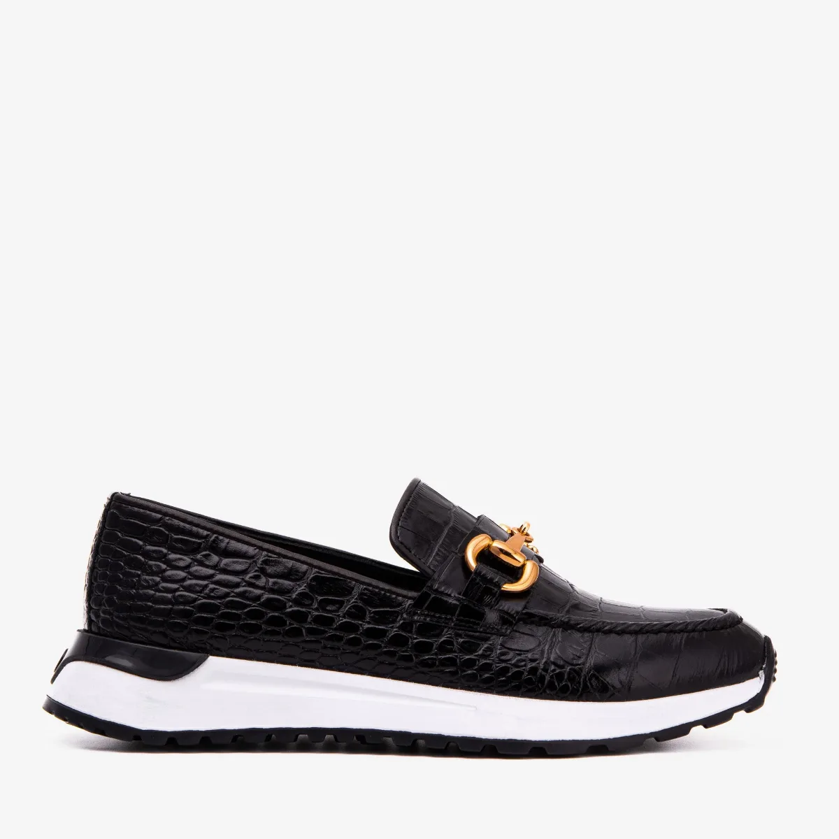 The Milan Croc-Embossed Leather Sneaker by Vinci Leather Shoes