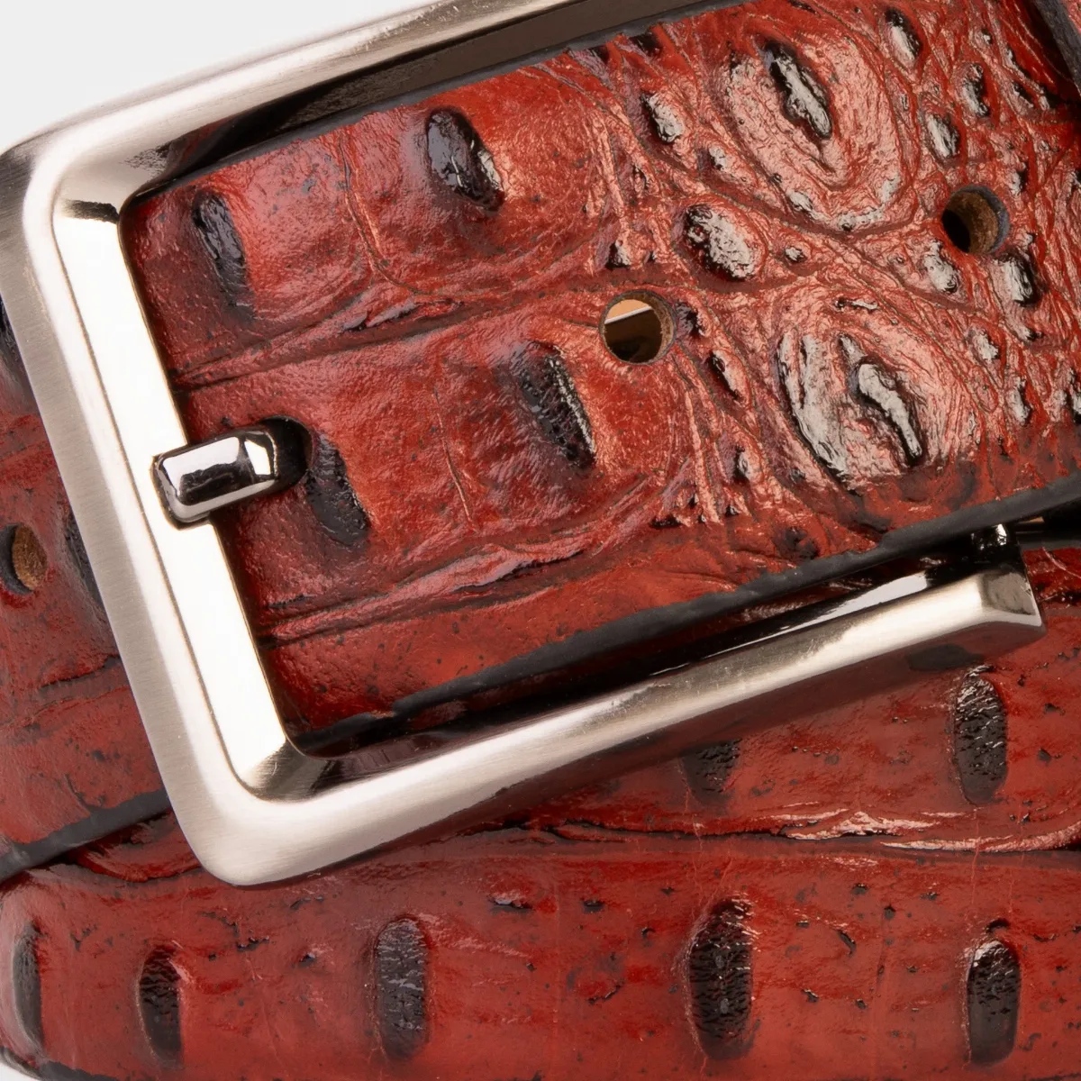 The Savamala Burgundy Leather Belt by Vinci Leather Shoes