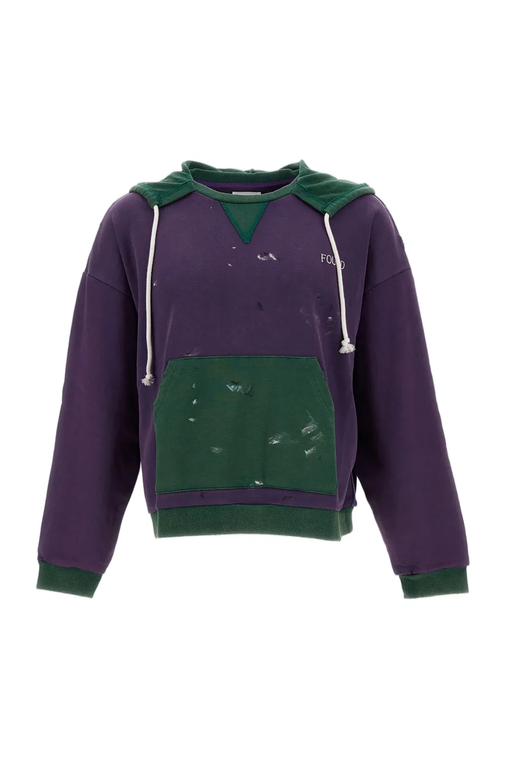 Two-Tone Painter Splatter Cotton Hoodie by FOUND
